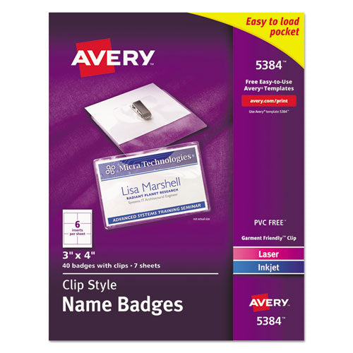 Clip-Style Name Badge Holder with Laser/Inkjet Insert