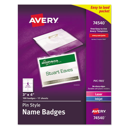 Pin-Style Badge Holder with Laser/Inkjet Insert