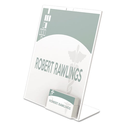Superior Image Slanted Sign Holder with Business Card Holder
