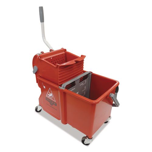 Side-Press Restroom Mop Dual Bucket Combo