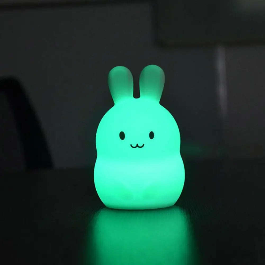 New 7 Colors Bear Rabbit LED Animal Night Light Silicone Soft Cartoon Children Baby Nursery Lamp led Night Light