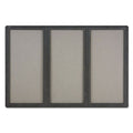 Enclosed Indoor Fabric Bulletin Board with Three Hinged Doors