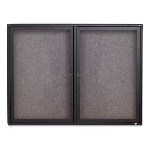 Enclosed Indoor Fabric Bulletin Board with Two Hinged Doors