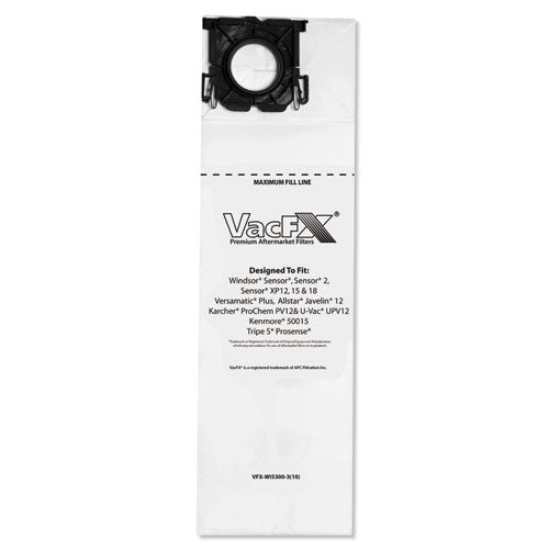 Vacuum Filter Bags Designed to Fit Allstar Javelin 12'' Series/Windsor Sensor S/S2/XP/Veramatic Plus