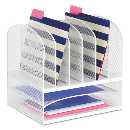 Onyx Mesh Desk Organizer with Two Horizontal and Six Upright Sections