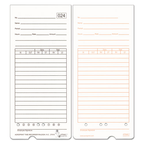 Time Clock Cards for Acroprint ATR480