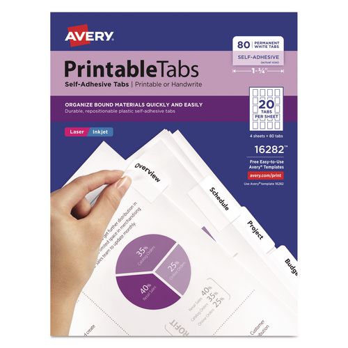 Printable Plastic Tabs with Repositionable Adhesive