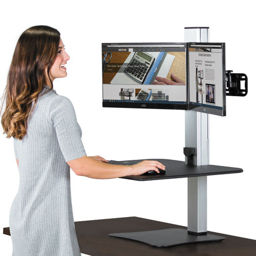 High Rise Electric Dual Monitor Standing Desk Workstation