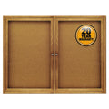 Enclosed Indoor Cork Bulletin Board with Two Hinged Doors