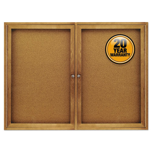 Enclosed Indoor Cork Bulletin Board with Two Hinged Doors
