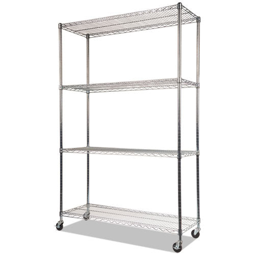 NSF Certified 4-Shelf Wire Shelving Kit with Casters