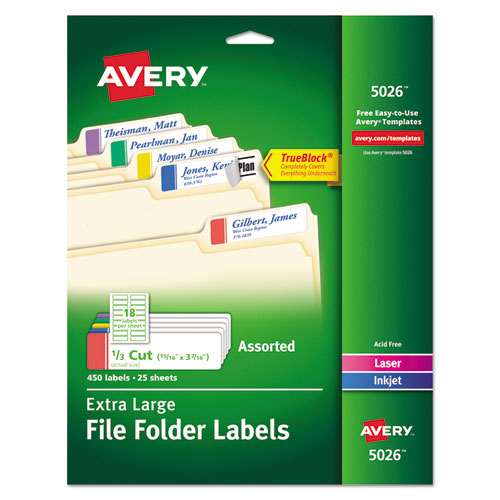 Extra-Large TrueBlock File Folder Labels with Sure Feed Technology