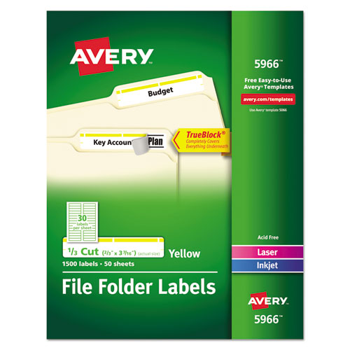 Permanent TrueBlock File Folder Labels with Sure Feed Technology
