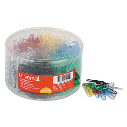Plastic-Coated Paper Clips with Six-Compartment Dispenser Tub