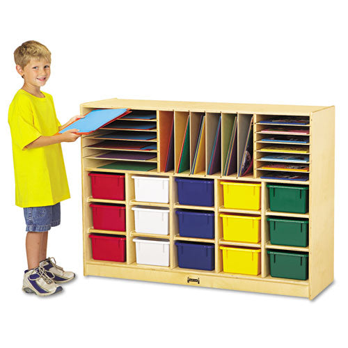 Sectional Mobile Cubbie with Assorted-Color Cubbie-Trays