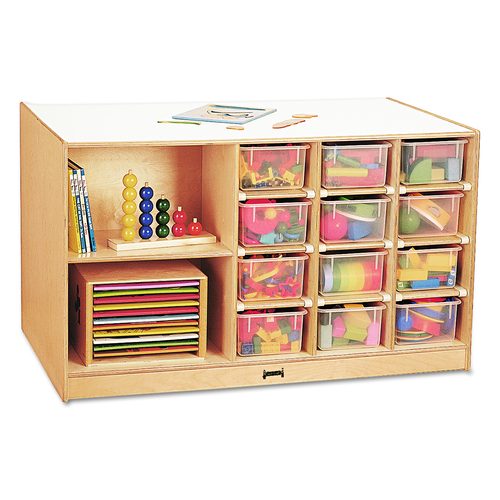 Mobile Storage Island with Clear Cubbie-Trays
