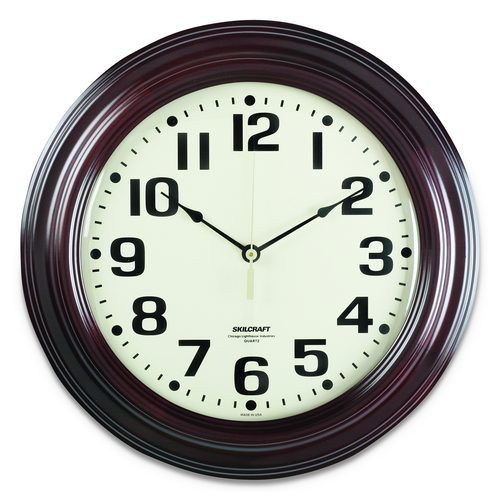 6645014216904 SKILCRAFT Mahogany Wall Clock