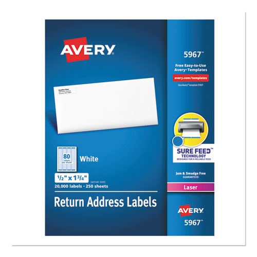 White Address Labels w/ Sure Feed Technology for Laser Printers