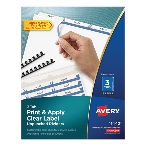 Print and Apply Index Maker Clear Label Unpunched Dividers
