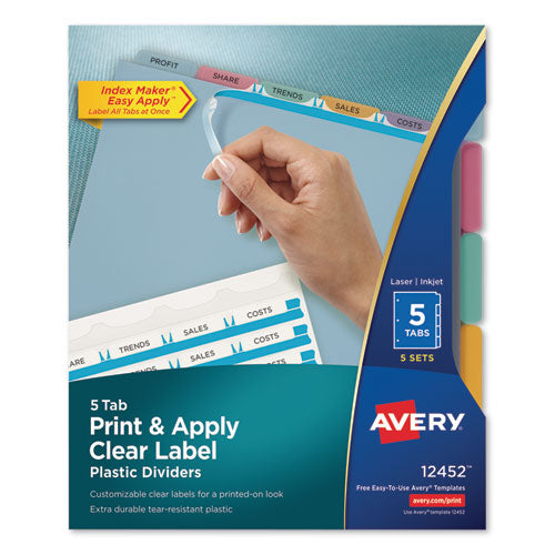 Print and Apply Index Maker Clear Label Plastic Dividers with Printable Label Strip