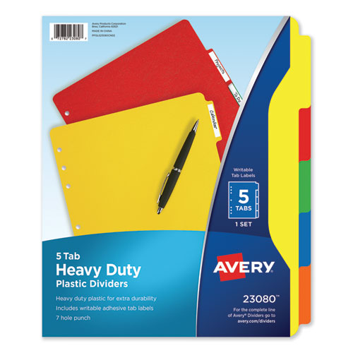 Heavy-Duty Plastic Dividers with Multicolor Tabs and White Labels