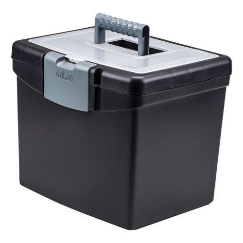 Portable File Box with Large Organizer Lid