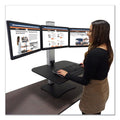 High Rise Electric Triple Monitor Standing Desk Workstation