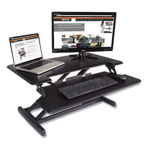High Rise Height Adjustable Compact Standing Desk with Keyboard Tray