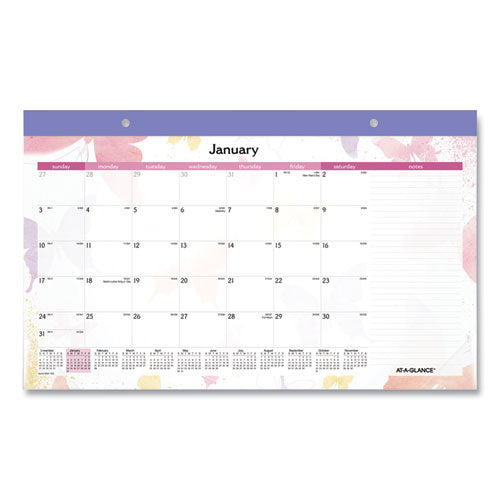 Watercolors Monthly Desk Pad Calendar
