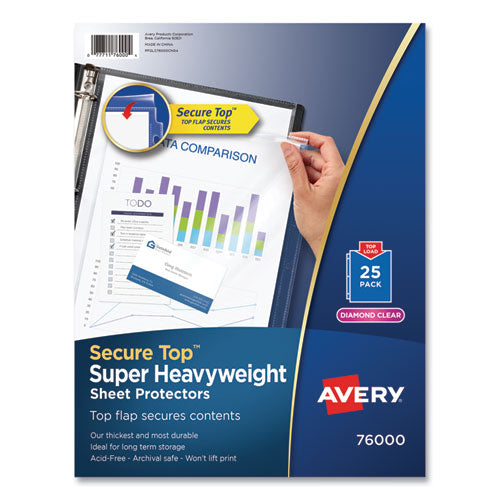 Secure Top Super Heavyweight Diamond Clear Sheet Protector