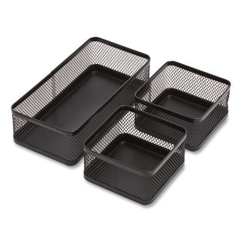 Three Compartment Stackable Wire Mesh Desk Organizer