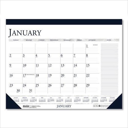 Recycled Two-Color Monthly Desk Pad Calendar with Notes Section