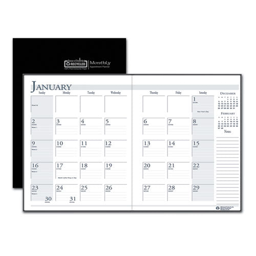 Recycled Ruled 14-Month Planner with Leatherette Cover