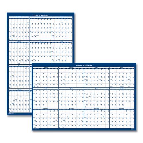 Recycled Poster Style Reversible/Erasable Yearly Wall Calendar