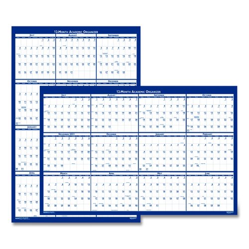 Academic Year Recycled Poster Style Reversible/Erasable Yearly Wall Calendar