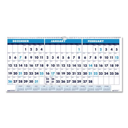 Recycled Three-Month Format Wall Calendar