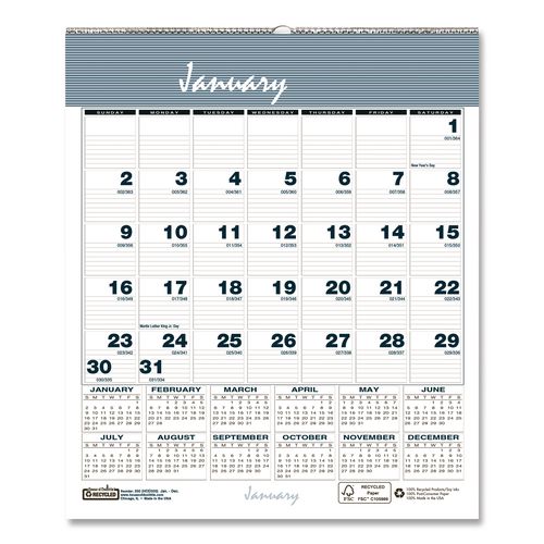 Bar Harbor Recycled Wirebound Monthly Wall Calendar