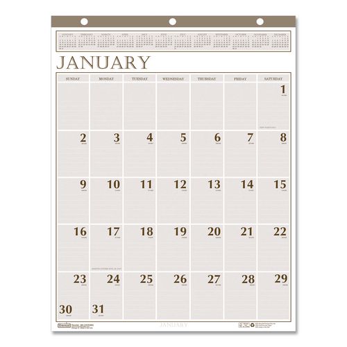 Large Print Recycled Monthly Wall Calendar