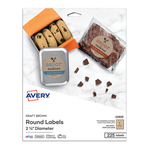 Round Brown Kraft Print-to-the-Edge Labels
