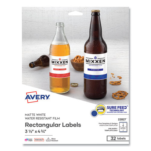Removable Print-to-the-Edge White Labels w/ Sure Feed
