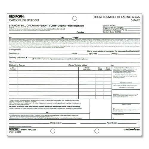 Speediset Bill of Lading