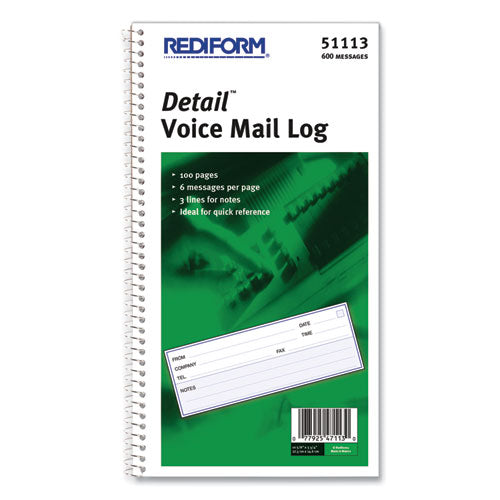 Detail Wirebound Voice Mail Log Book