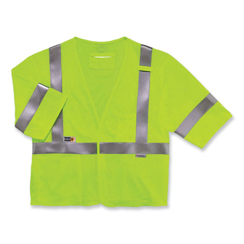 GloWear 8356FRHL Class 3 FR Hook and Loop Safety Vest with Sleeves