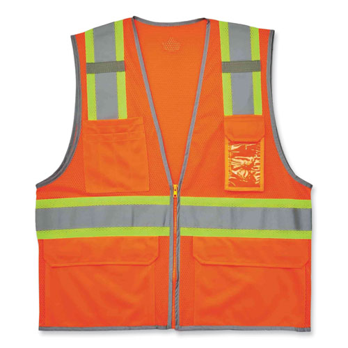 GloWear 8246Z Class 2 Two-Tone Mesh Reflective Binding Zipper Vest
