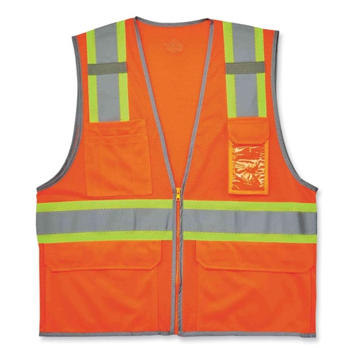 GloWear 8246Z Class 2 Two-Tone Mesh Reflective Binding Zipper Vest