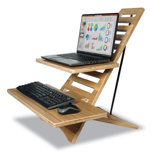 DC175A High Rise Acacia Wood Laptop Standing Desk