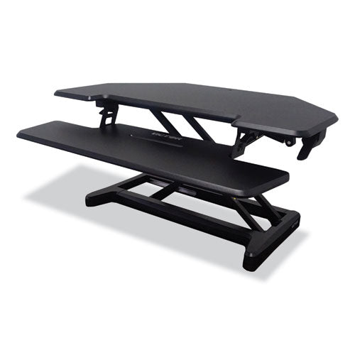 Height Adjustable Corner Standing Desk with Keyboard Tray