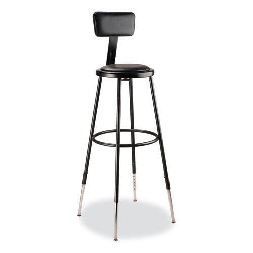 6400 Series Height Adjustable Heavy Duty Vinyl Padded Stool with Backrest