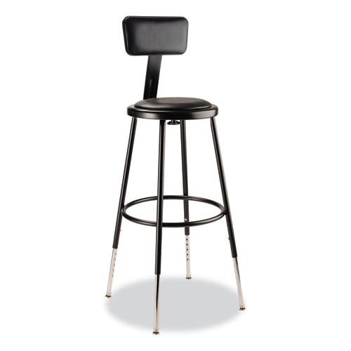 6400 Series Height Adj Heavy Duty Vinyl Steel Stool w/Backrest