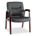 Alera Madaris Series Bonded Leather Guest Chair with Wood Trim Legs